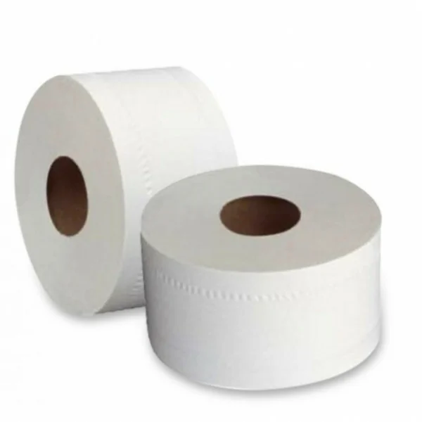 Papier toilette gaufré blanc 2 plis - Mini Jumbo - 130 m - 12 Rouleaux