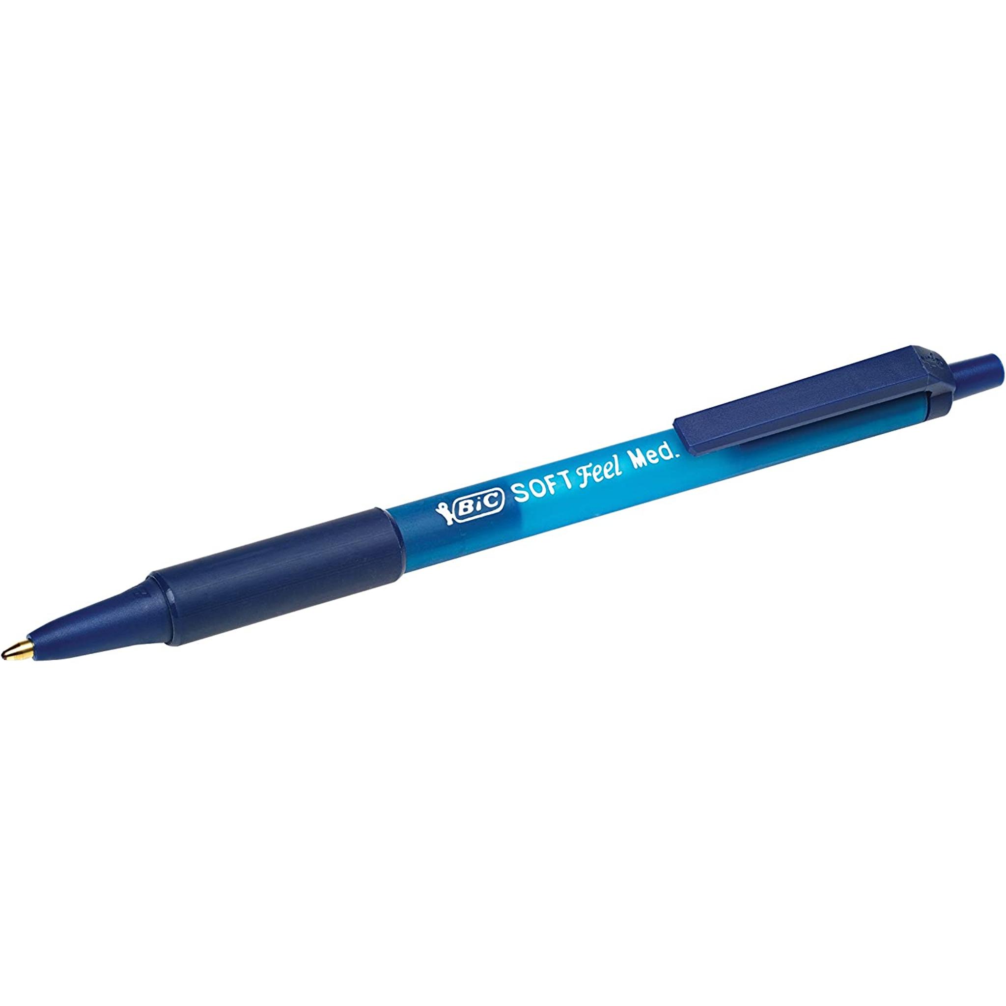 BIC® SoftFeel Clic Grip Stylo bille rétractable pointe moyenne 1 mm bleu -  lot de 12