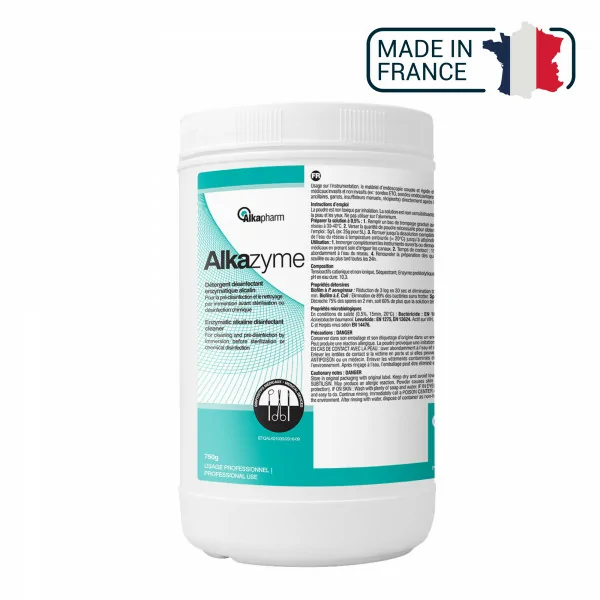 Alkazyme - Détergent désinfectant enzymatique alcalin - Pot de 750 g - Alkapharm