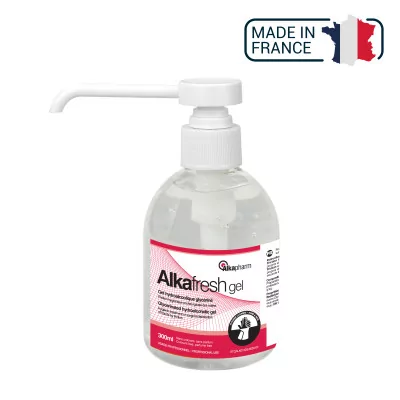 Alkafresh - Gel hydroalcoolique glycériné pour la désinfection des mains - Flacon pompe - 300 mL - Alkapharm