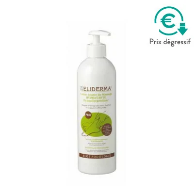 Crème neutre de massage hydratante hypoallergénique - 500 ml - Eliderma fabriqué par Eloi Podologie vendu par My Podologie