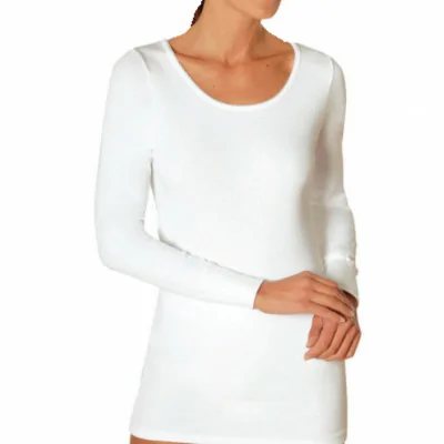T-Shirt Femme Manches Longues Interlock Coton Blanc - My Medical
