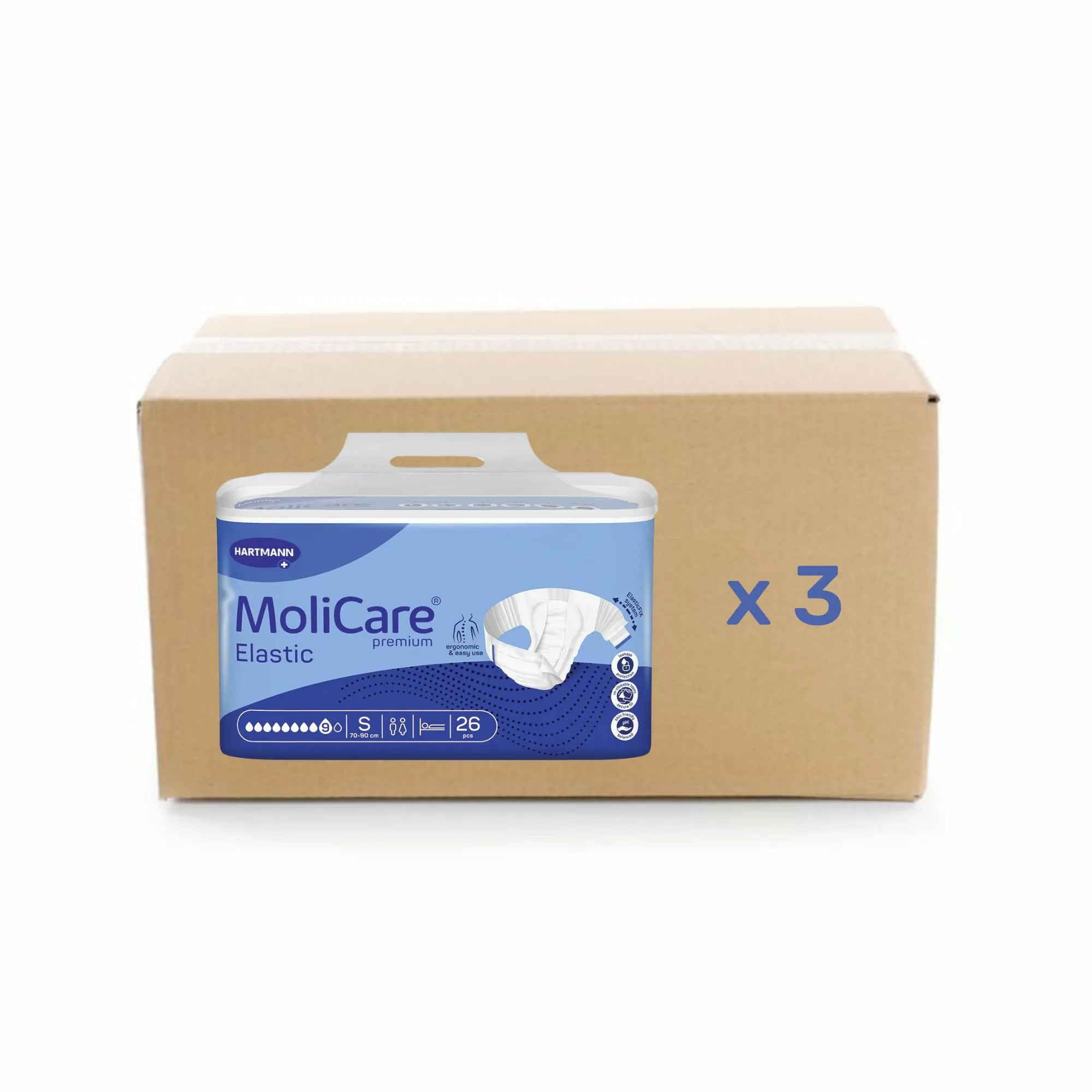 Change Molicare Premium Elastic - 9 gouttes - S - Hartmann - carton 3x26U