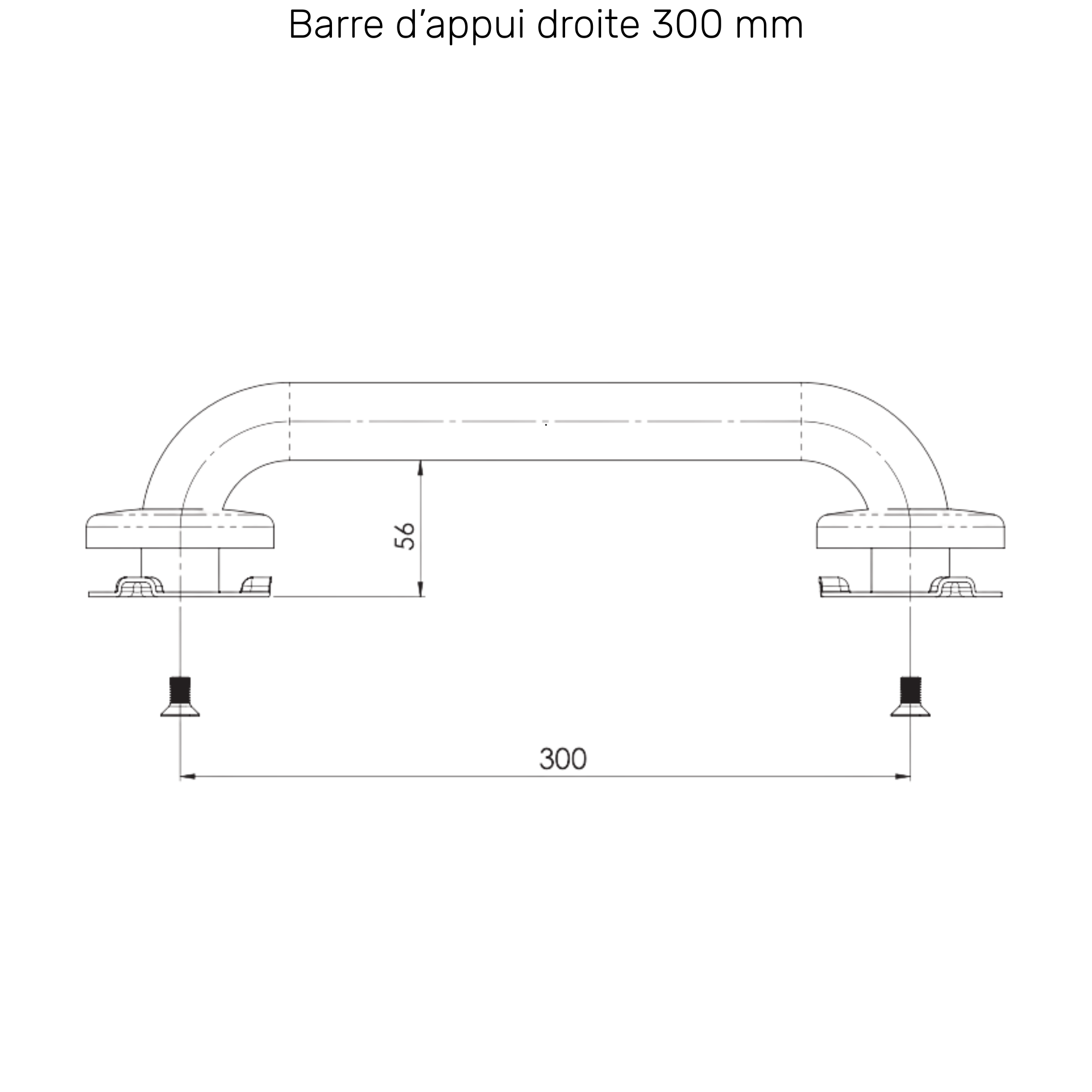 Barra de apoyo epoxi blanca - 3 dimensiones - AKW