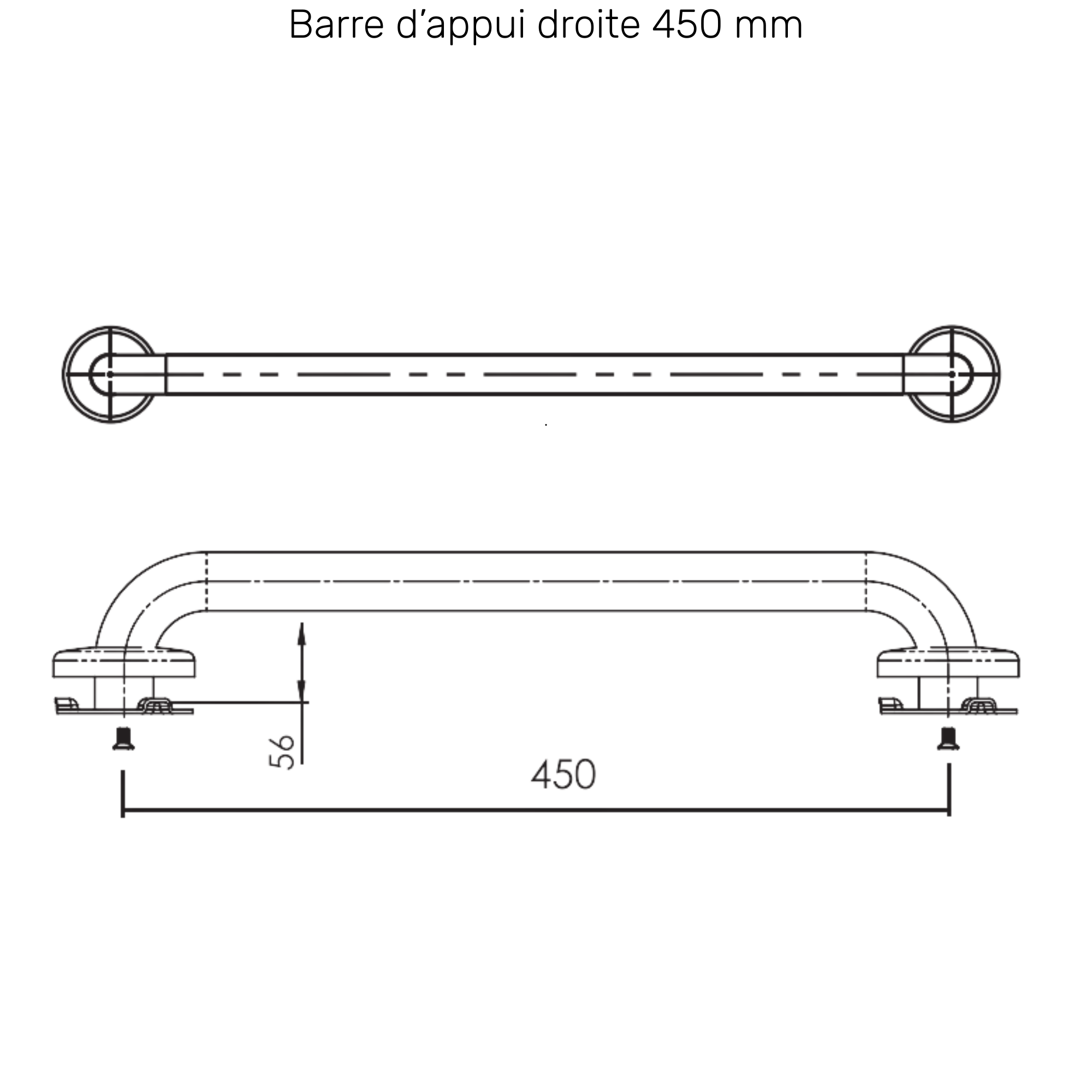 Barra de apoyo epoxi blanca - 3 dimensiones - AKW