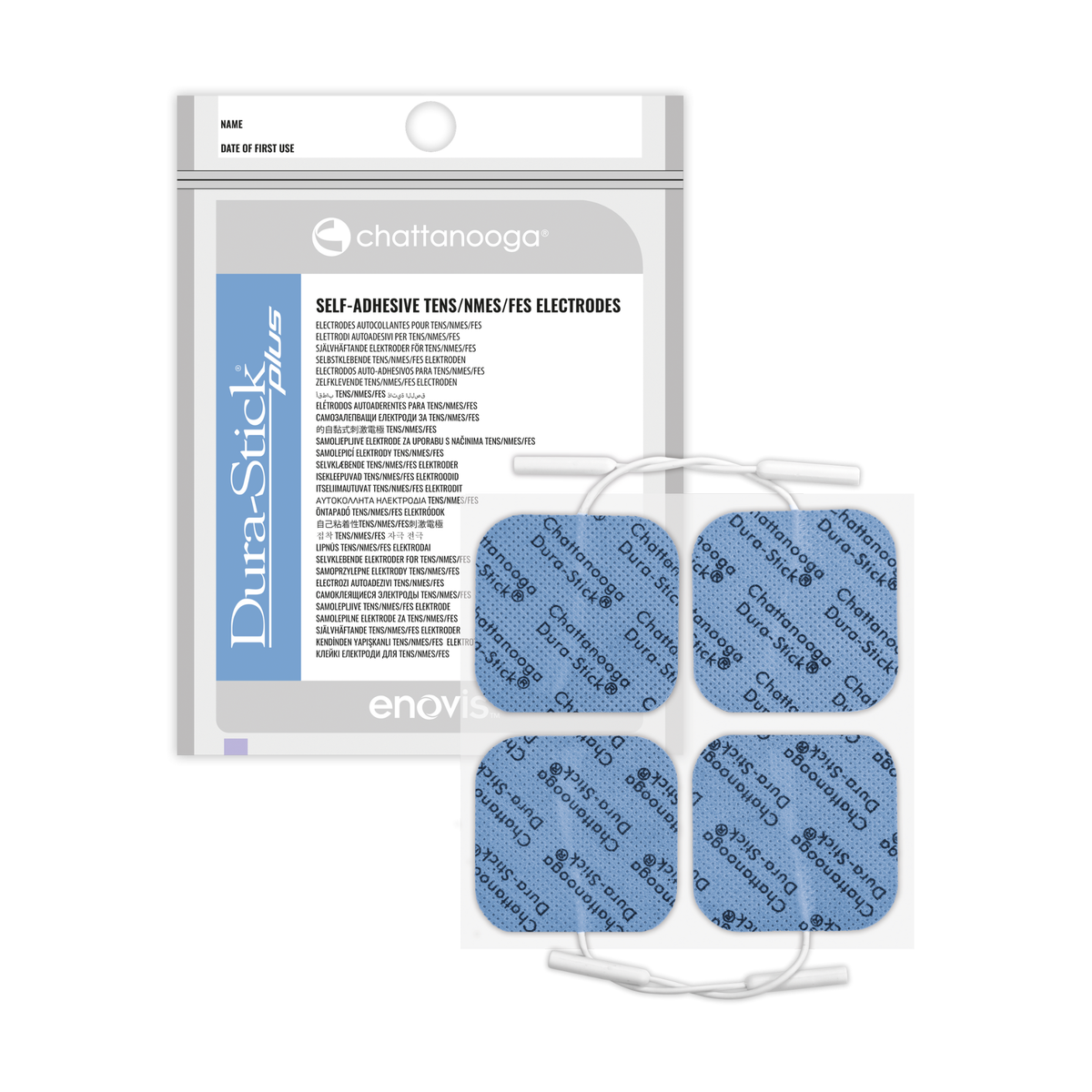 Électrodes à fil Dura-stick® Plus - filament carbone/gel - 1 sachet de 2 ou 4 - Chattanooga® - My Médical