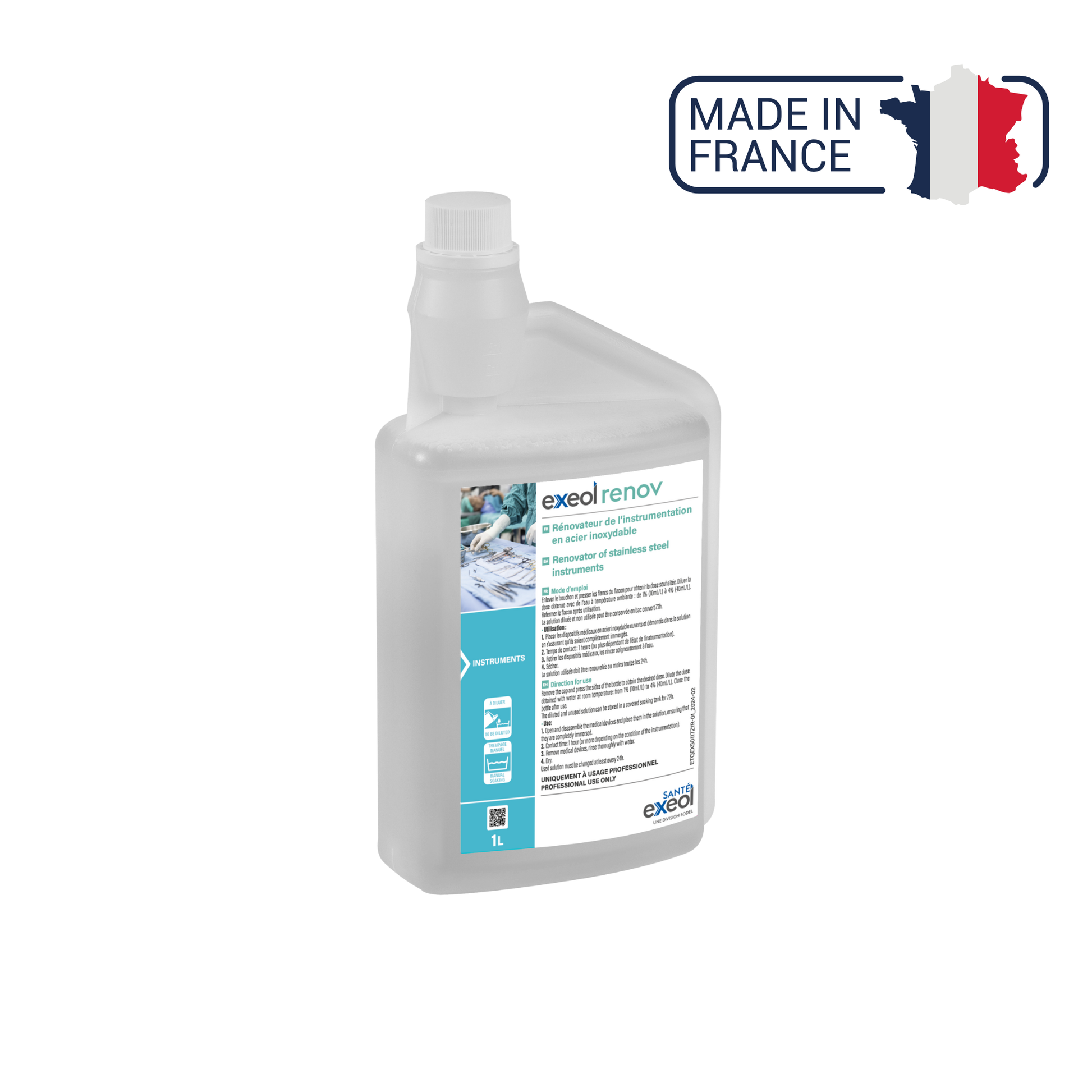 Exeol renov -  Rénovation des Instruments en Inox - 1L ou 5 L - Sodel Exeol 