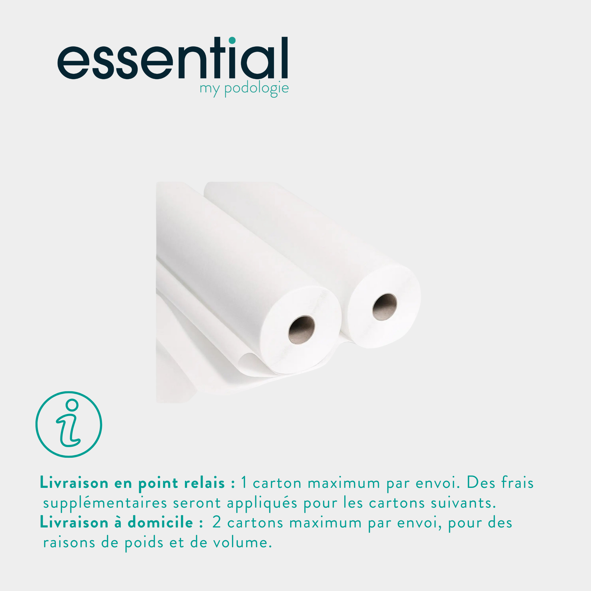 12 rouleaux Draps d'examen blancs lisses - 150 formats - 50 x 35 cm