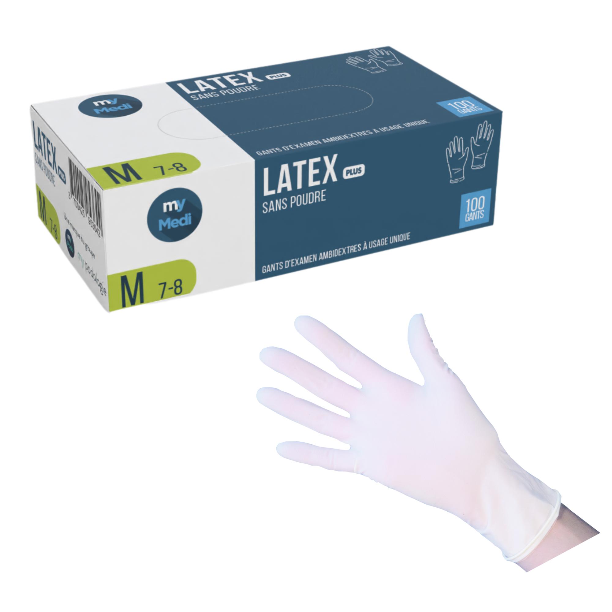 Guantes de exploración - Látex - Sin polvo - Ambidiestros - Caja de 100 - My Podologie