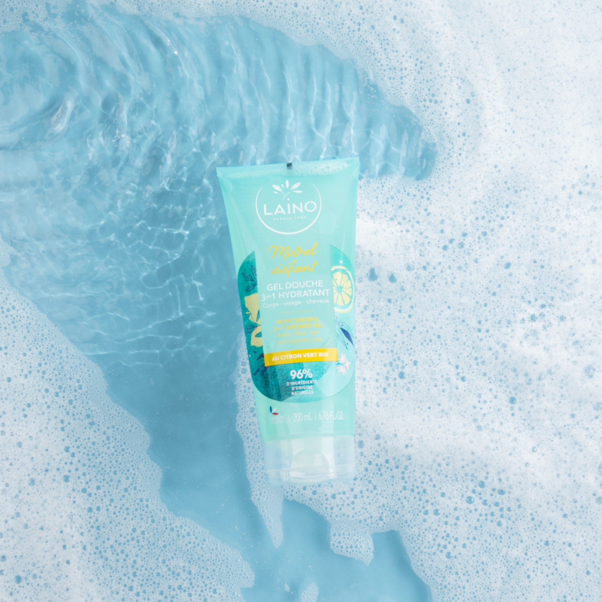 Gel Douche Hydratant - Citron Vert Bio - 3 en 1 - 200ml - Laino - My Médical