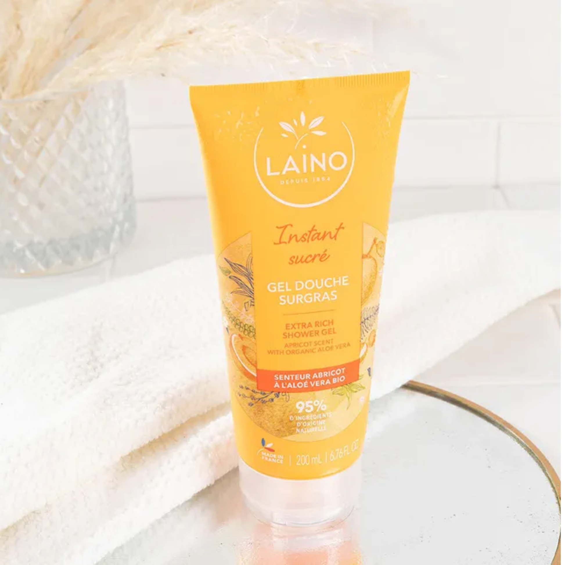 Gel Douche Surgras - Aloe Vera Bio - Senteur Abricot - 200ml - Laino - My Médical