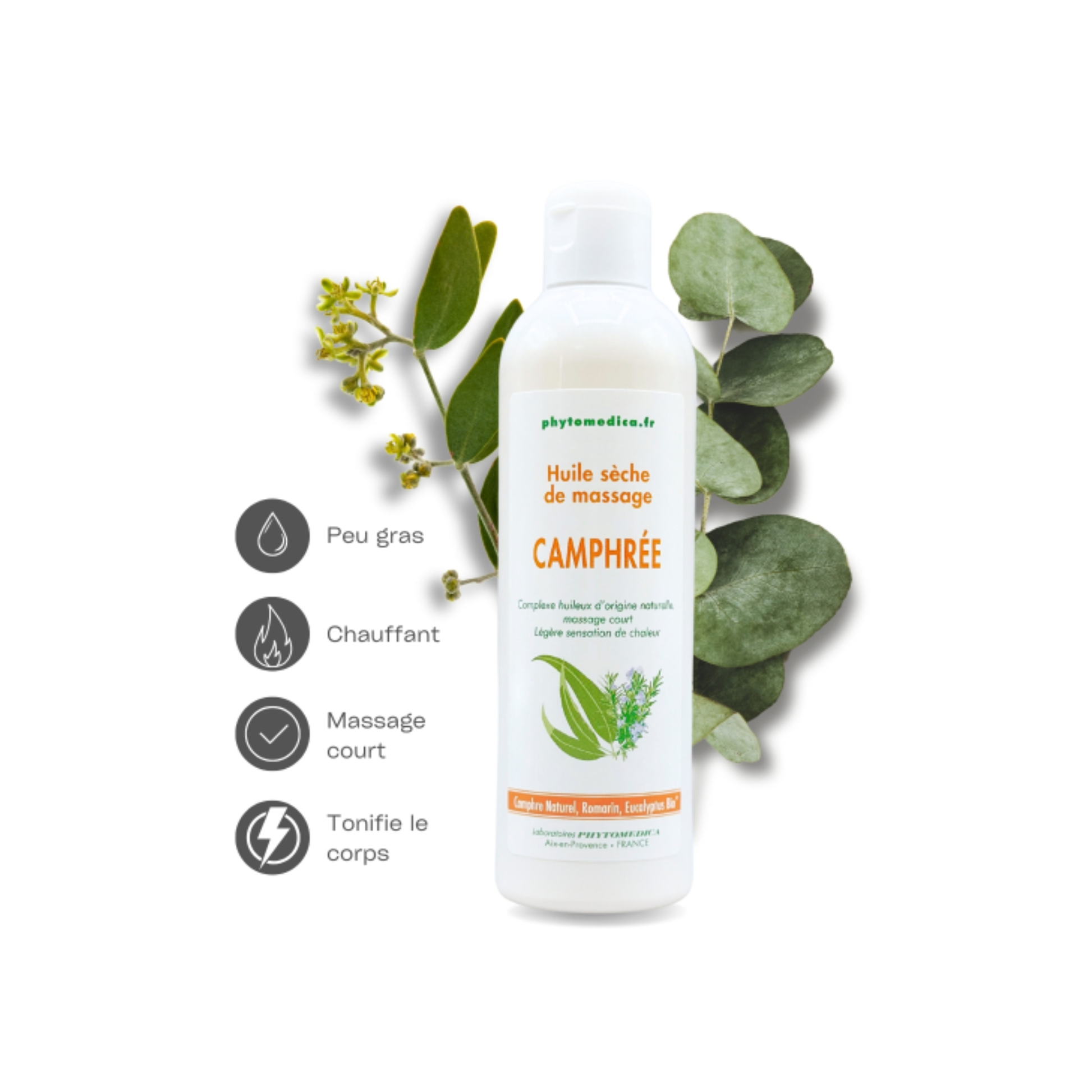 Huile sèche chauffante de Massage - Camphrée - deux contenances - Phytomedica Laboratoires Phytomedica 