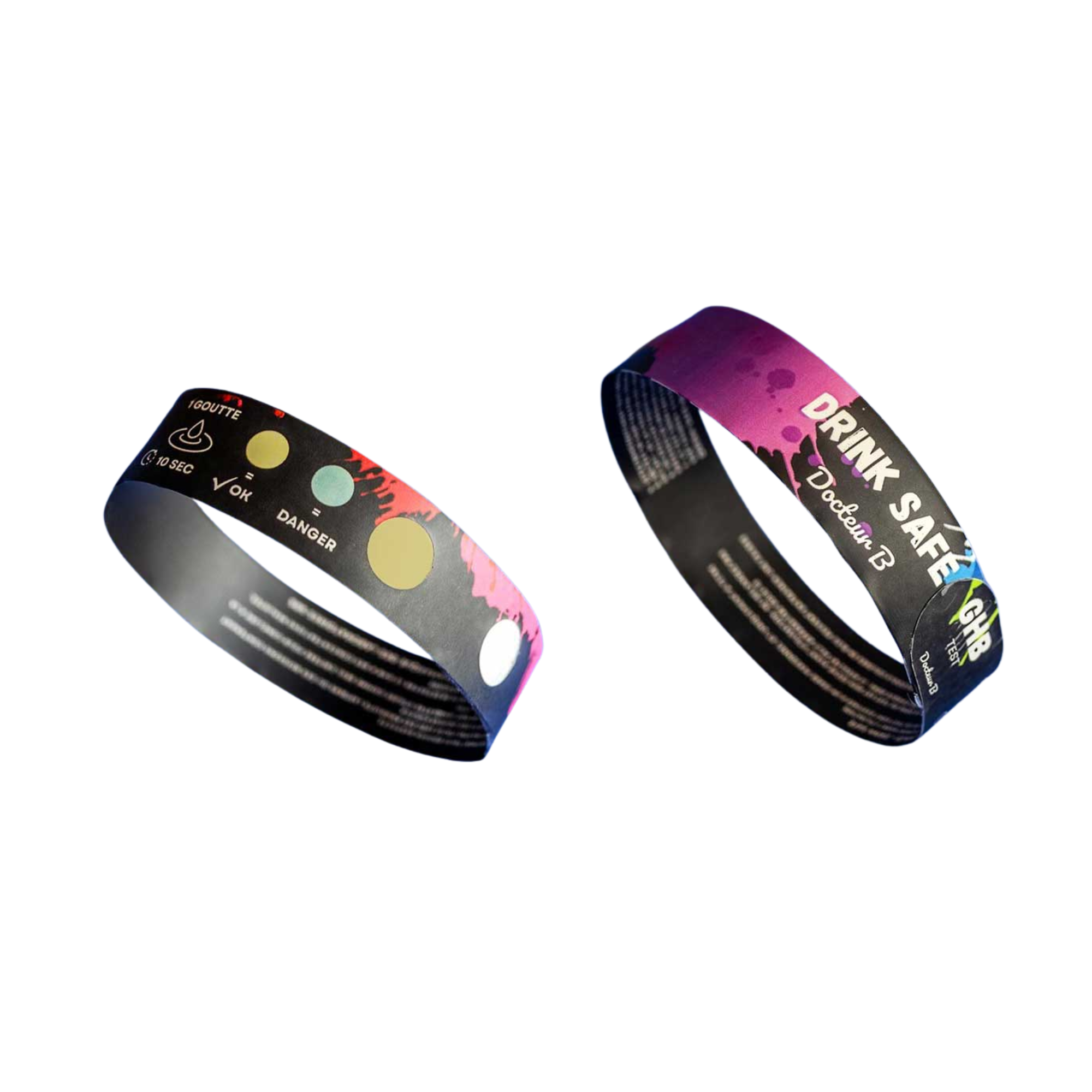 Lot de 2 Bracelets de détection GHB - I Drink Safe - Medi Stock