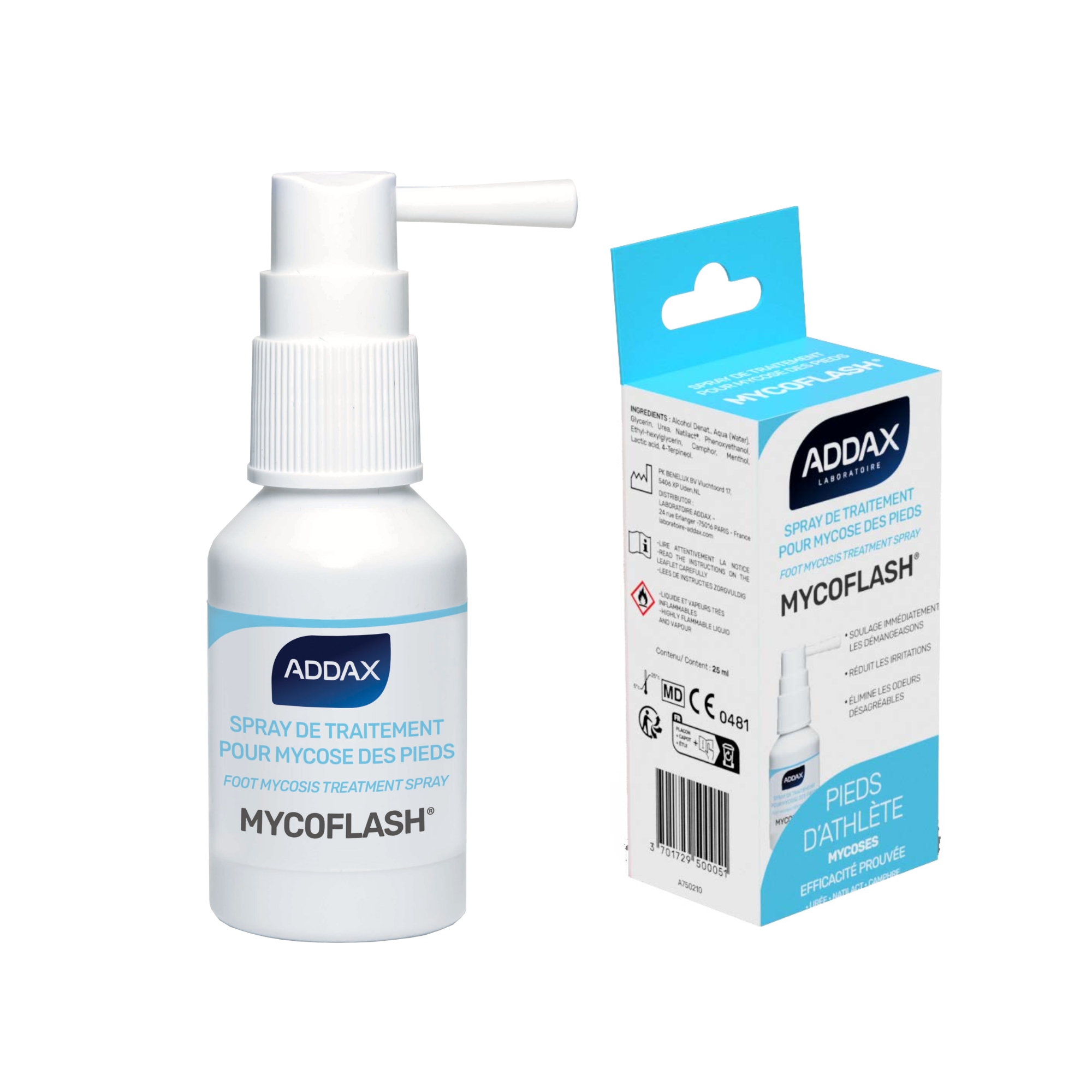 MYCOFLASH® - Spray Antifongique - traitement pied d’athlète - 25 ml - Laboratoire Addax
