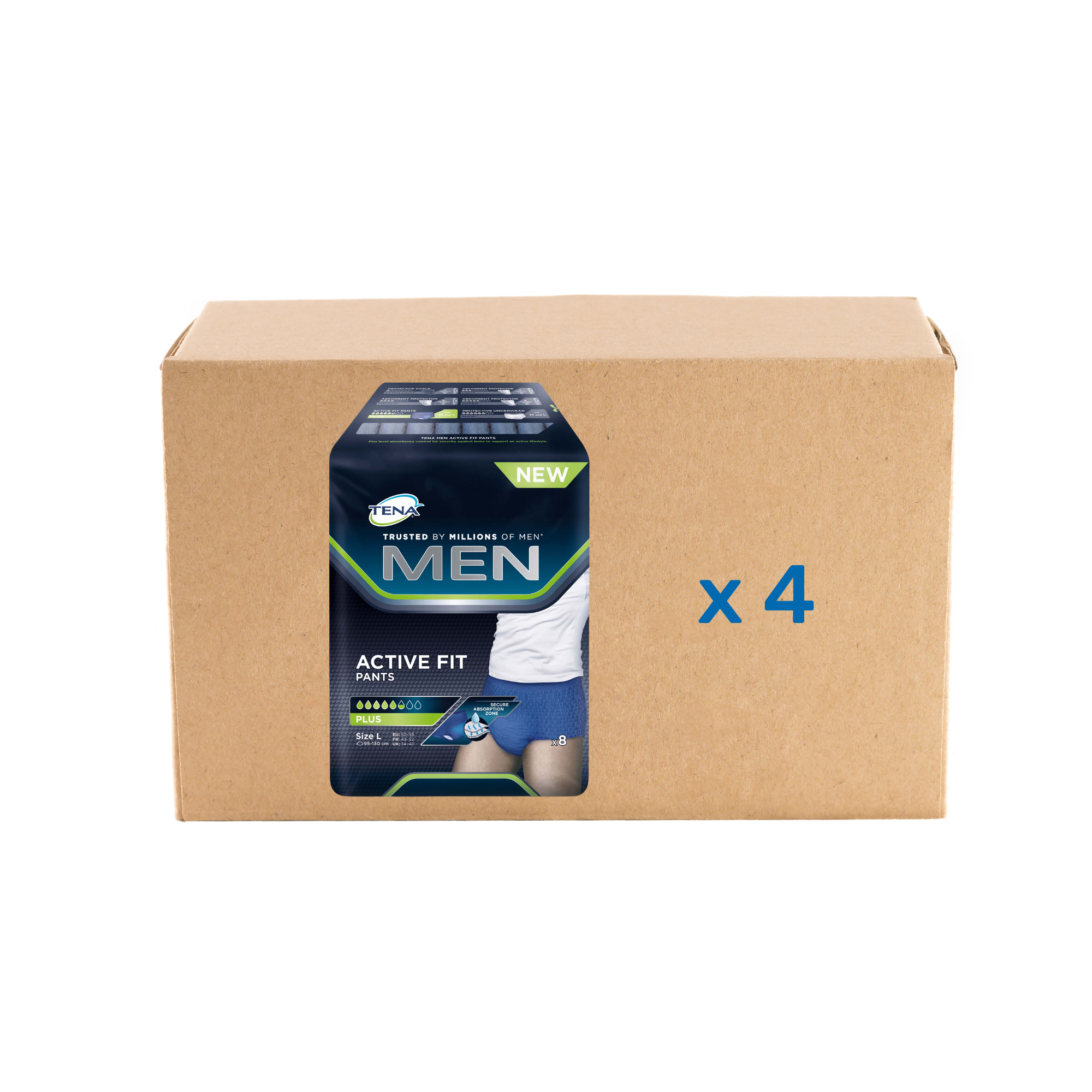 Pack 4x9/8U Tena Men Active Fit - 5/6 gouttes -  2 tailles - Tena