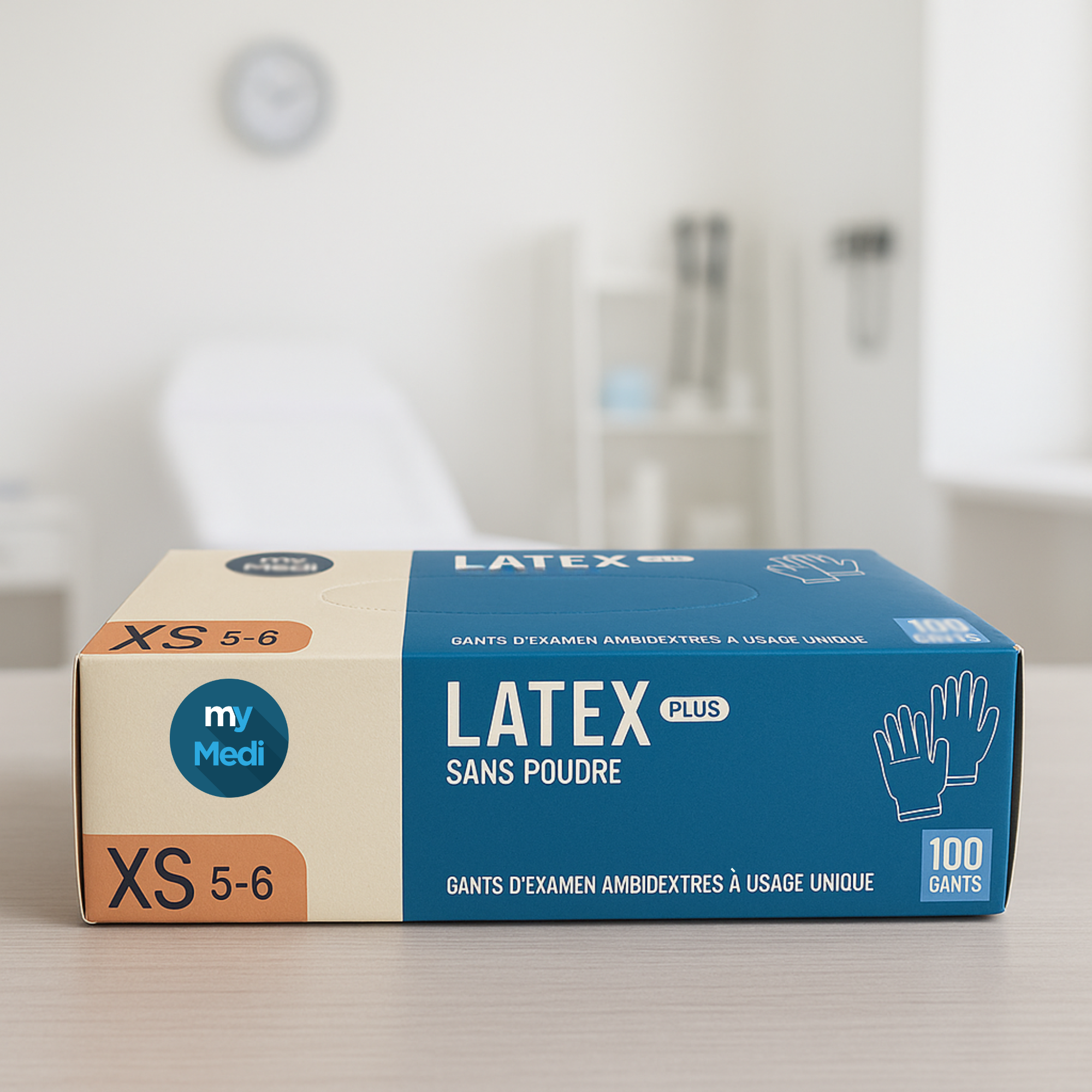Gants d'examen - Latex - Sans poudre - Ambidextres - Boite de 100 - My Médical
