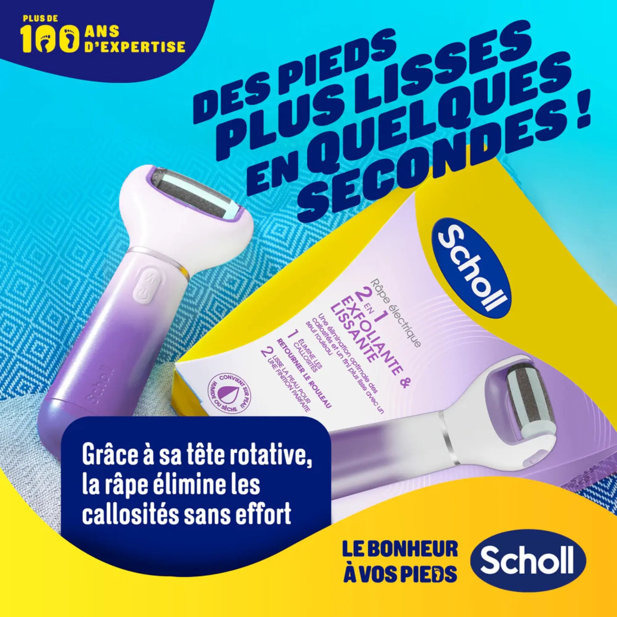Râpe de Pédicurie Électrique 2 en 1 - Exfoliante et Lissante - Scholl