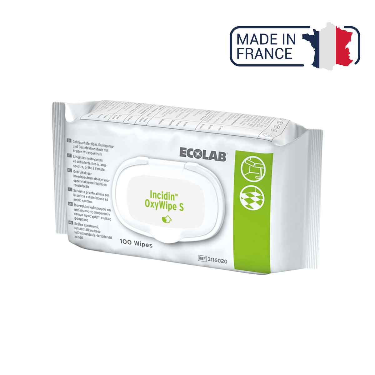 Bolsa de 100 toallitas Incidin Oxywipe S - Ecolab by Anios