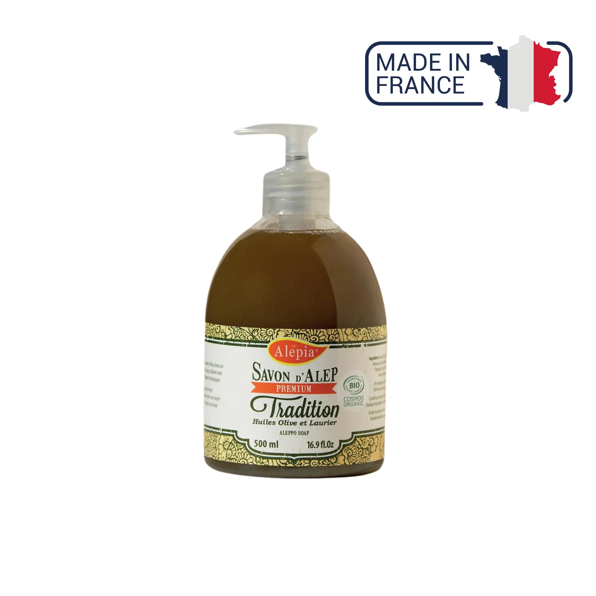 Savon Liquide d'Alep Premium Tradition 1% de Laurier - 500ml - Alépia