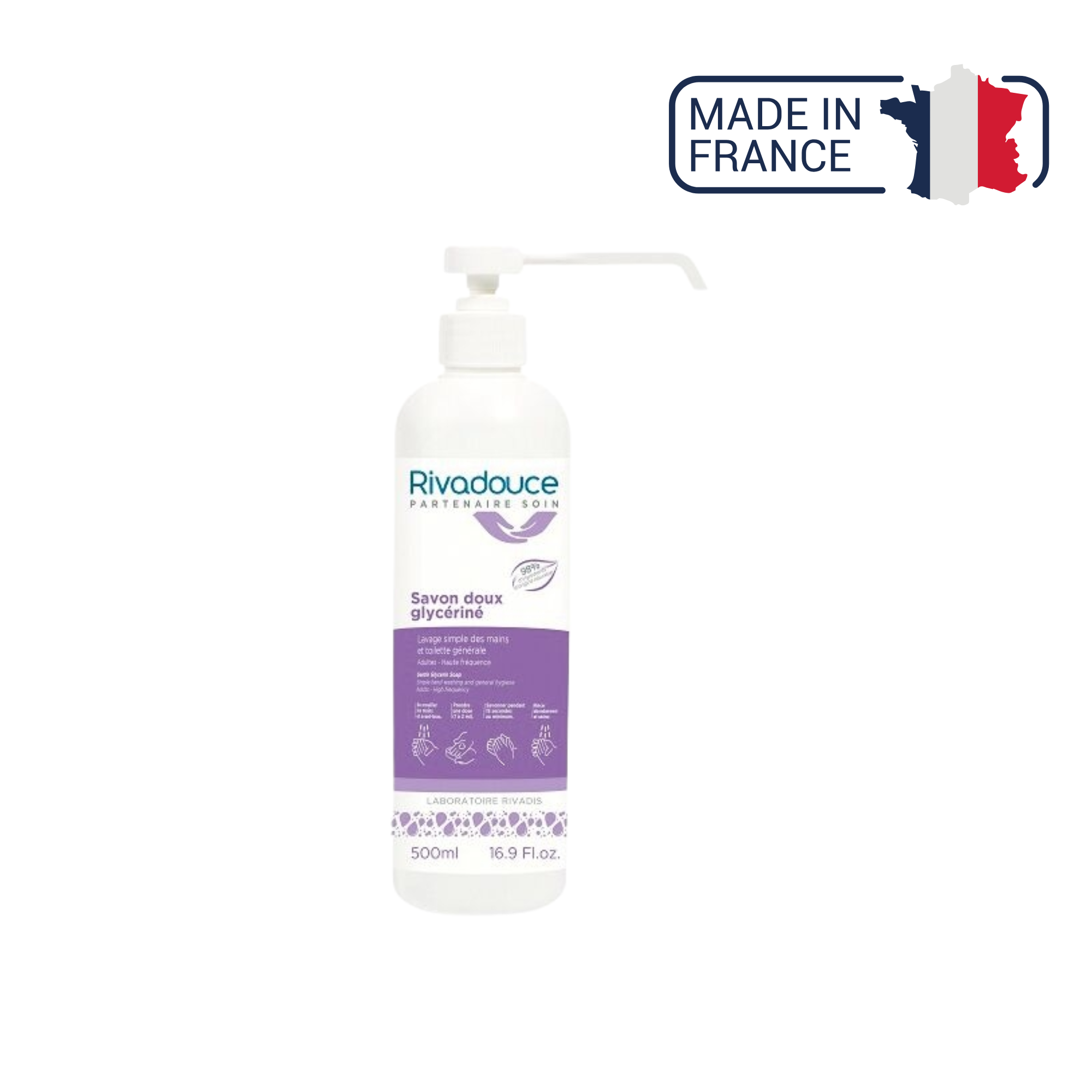 Savon Doux Glycériné - 2 contenances - Rivadouce