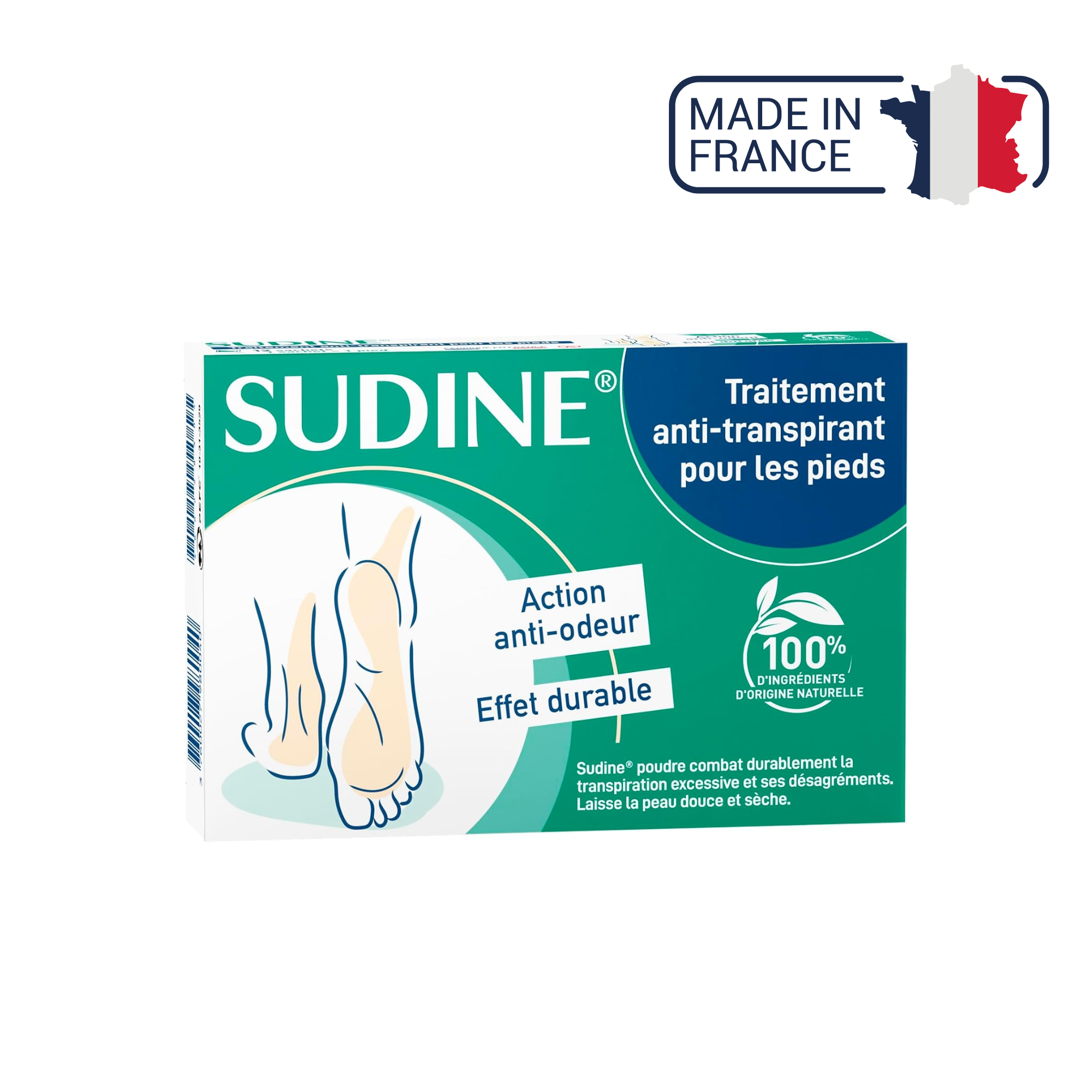 Sudine - Poudre traitement anti-transpirant pour les pieds