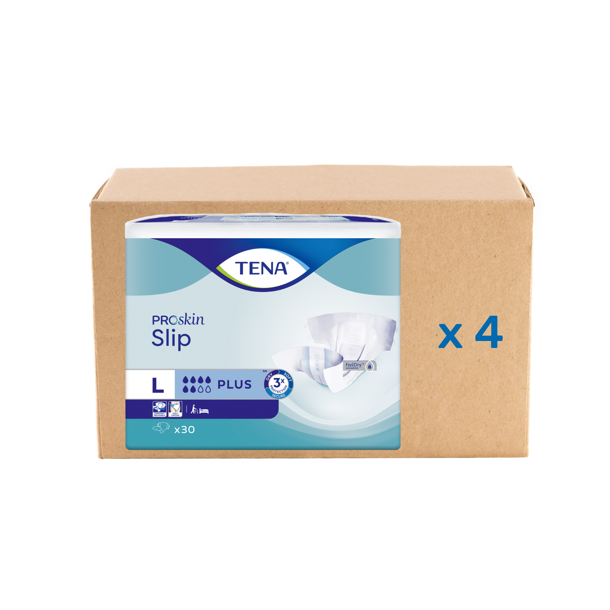 Pack 3x30U Tena Slip Proskin Plus - 6 gouttes - 4 tailles - Tena