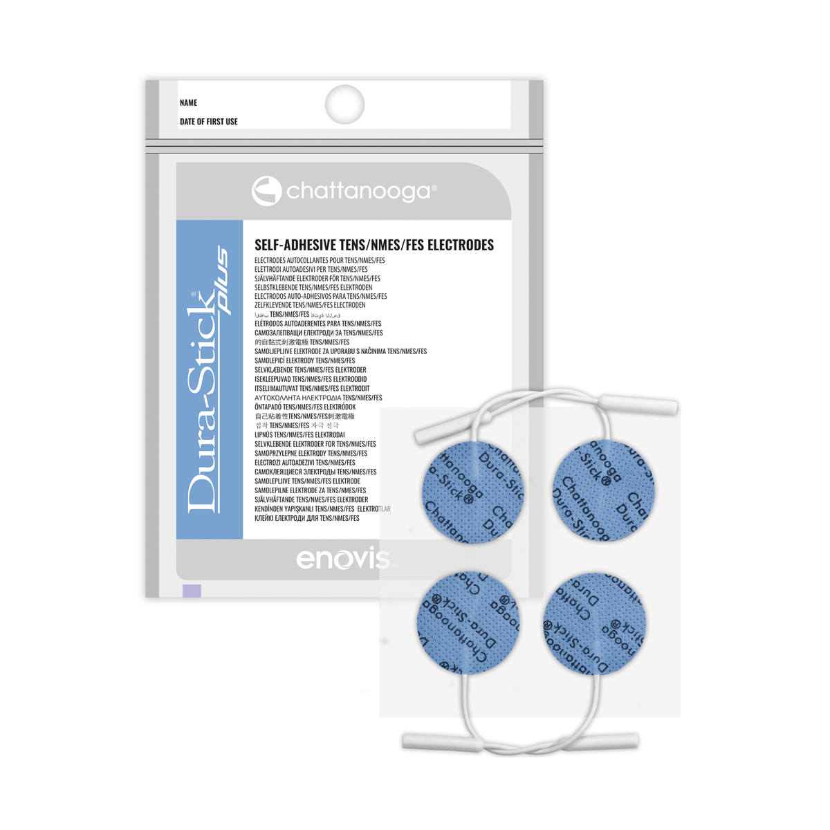 Électrodes à fil Dura-stick® Plus - filament carbone/gel - 1 sachet de 2 ou 4 - Chattanooga® - My Médical