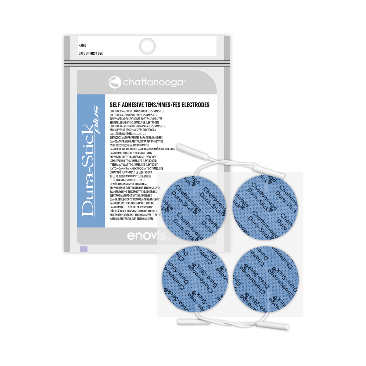 Électrodes à fil Dura-stick® Plus - filament carbone/gel - 1 sachet de 2 ou 4 - Chattanooga® - My Médical